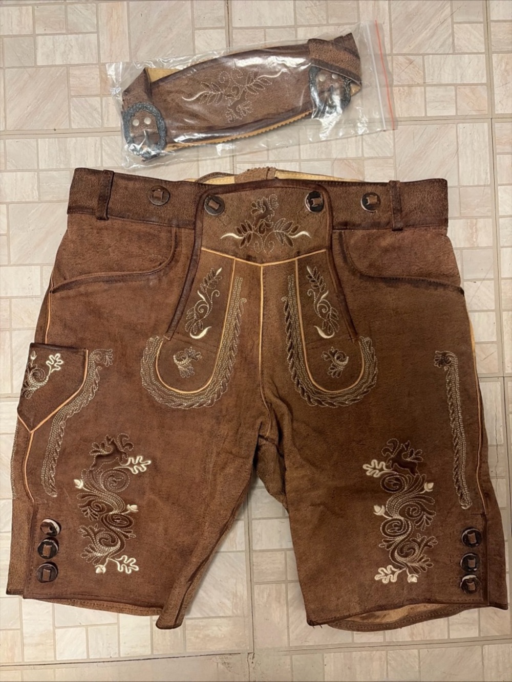 Trachten Short Lederhosen Dark Brown Size 48